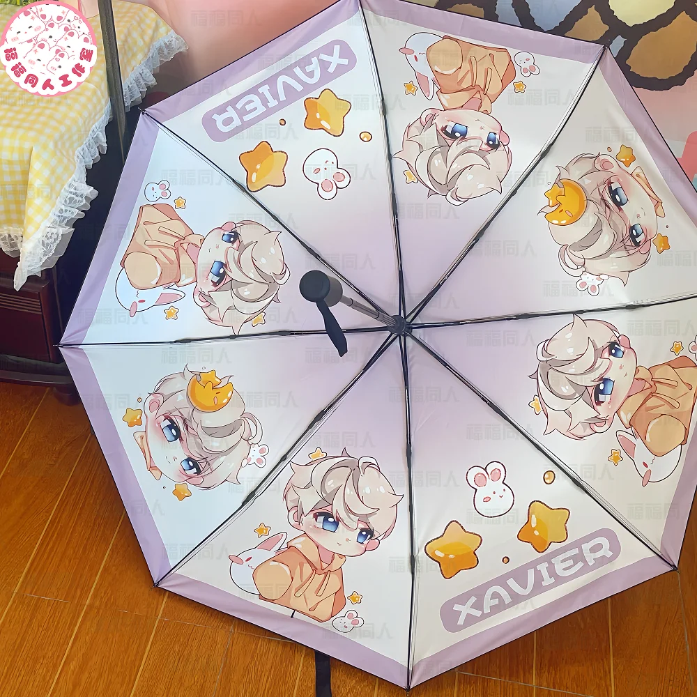 Anime Love and Deepspace Xavier Property Cosplay Accessories En-toutcas Brolly Automatic All-weather Umbrella Xmas Halloween