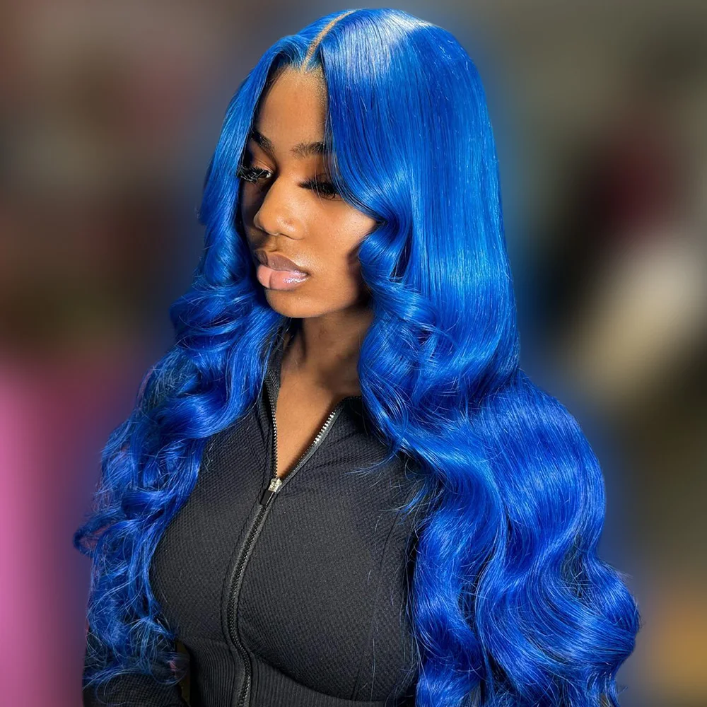 ارتداء الذهاب خصلات الشعر المستعار الإنسان غلويليس الأزرق الداكن الجسم موجة الدانتيل الجبهة خصلات الشعر المستعار الإنسان قبل نتف 613 الملونة 5x5 الدانتيل إغلاق شعر مستعار #3