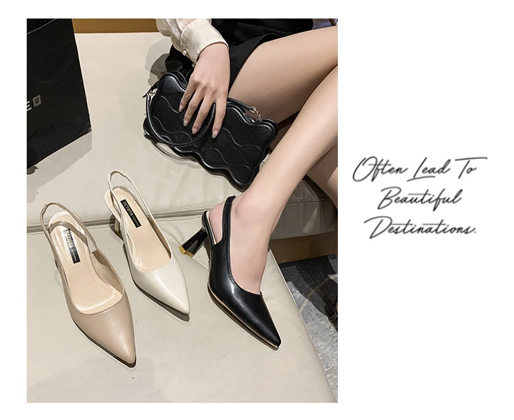 Sandalias retro de tacón grueso con punta abierta para mujer, zapatos de trabajo sin talón, profesionales, de corte bajo, a l...