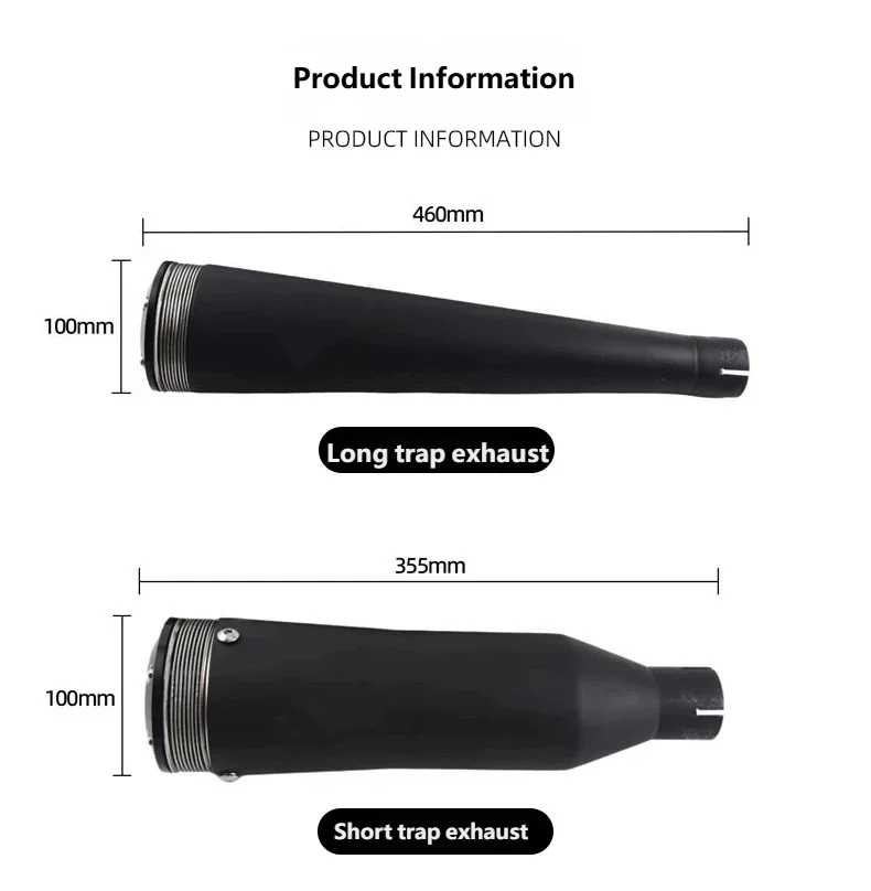 For Eliminator 500 Right Side Single Exit Trap Exhaust Pipe Muffler Mid Pipe Retro Deep Sound Modified Accessories