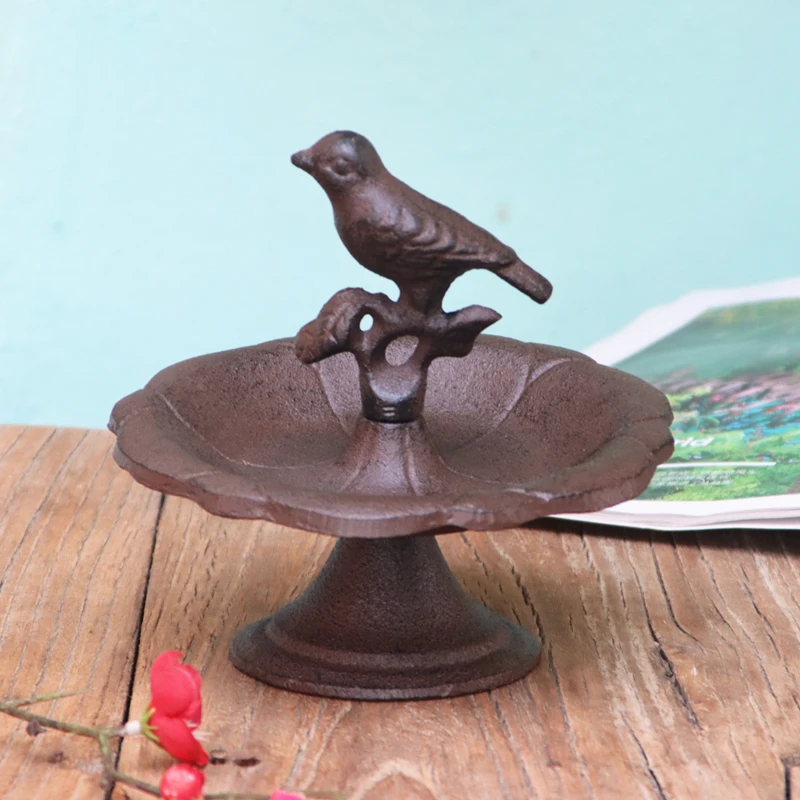 Rustic Cast Iron Round Lotus Leave Storage Tray Plate With Footed Bottom Base Home Garden Outdoor Decor Bird Feeder Bath