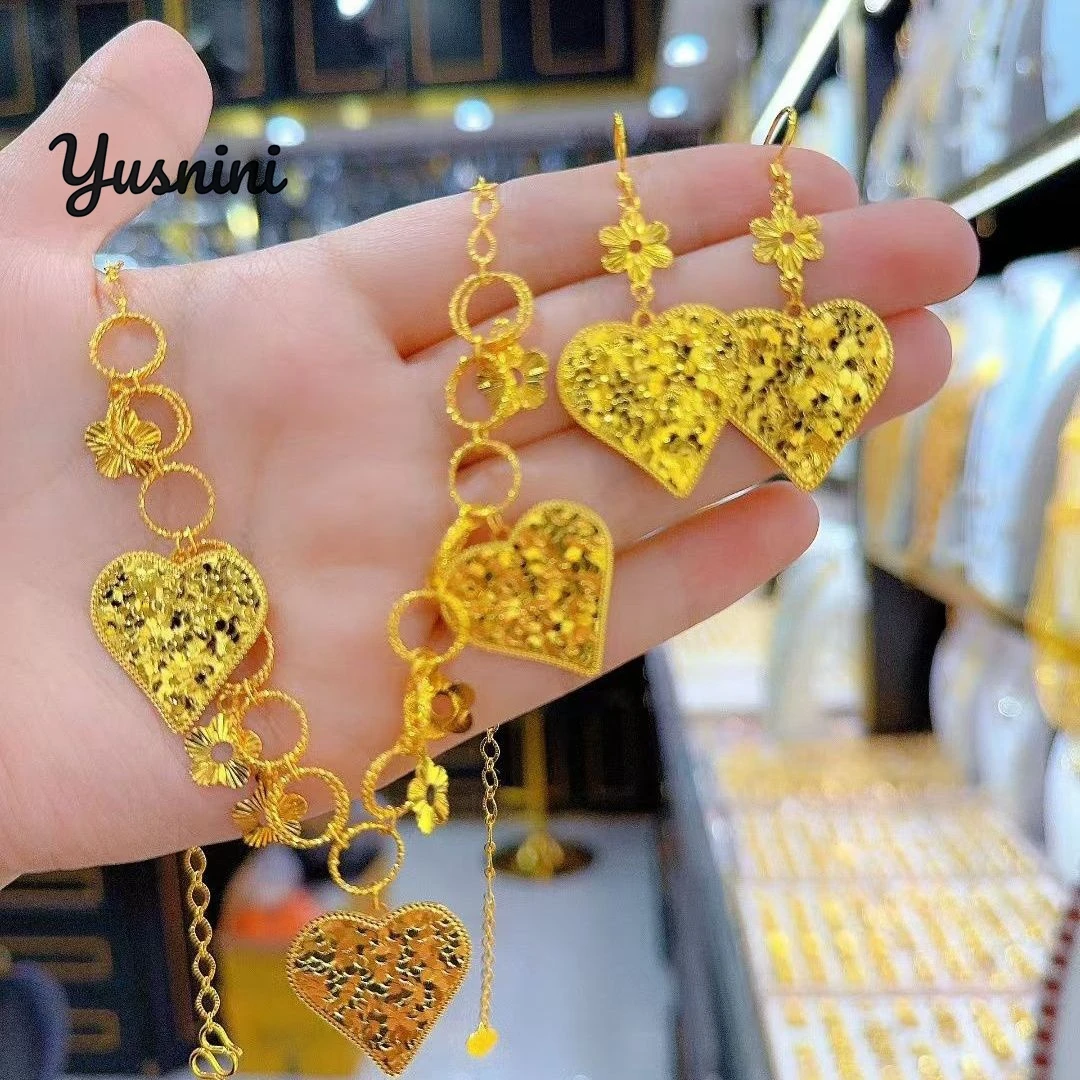 

Модные серьги-колье из 24-каратного золота в Саудовской Аравии в Дубае для парного комплекта ювелирных изделий для свадебной вечеринки DD10858