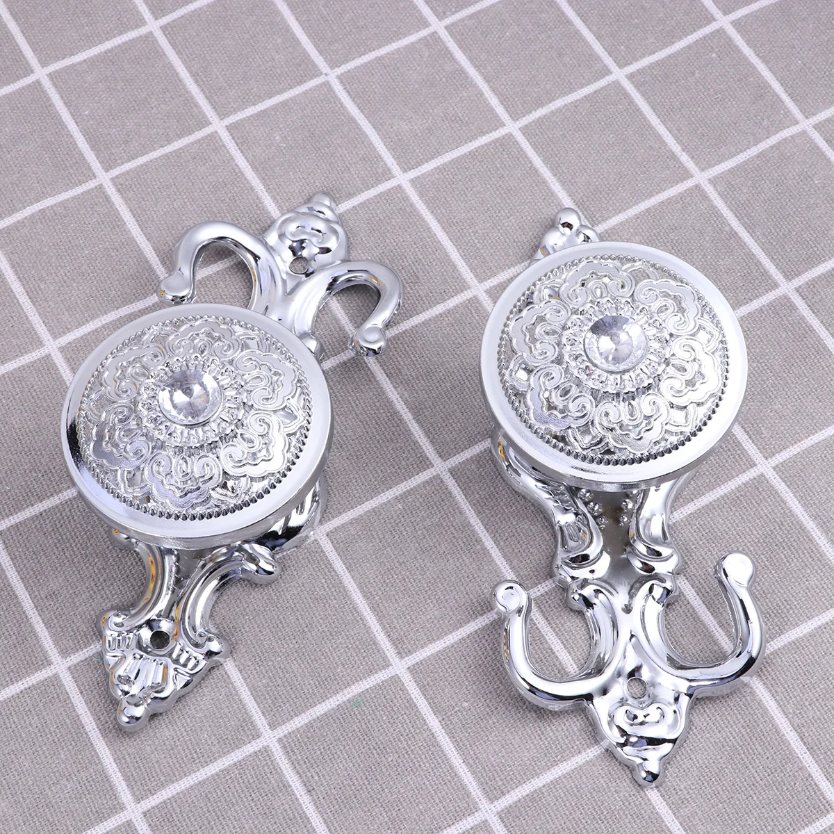 1 زوج حامل الستار المعدني حمالة تعليق جدارية سبائك الزنك شرابة Tieback مكافحة الصدأ تصفيح السنانير الفضة الحائط #5