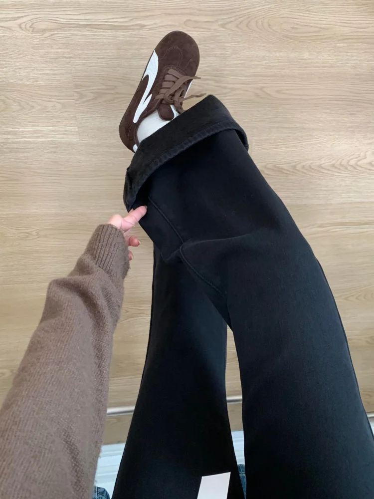 Jeans micro svasati foderati in Fce da donna invernali taglie forti dimagranti a vita alta bootcut comodi pantaloni in denim morbido