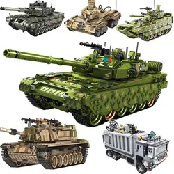 WW1 M60 Military Vehicles Tank Sets SWAT Army City Police T90 Model Building Blocks DIY Brick Kids Toys Classic World War II WW2