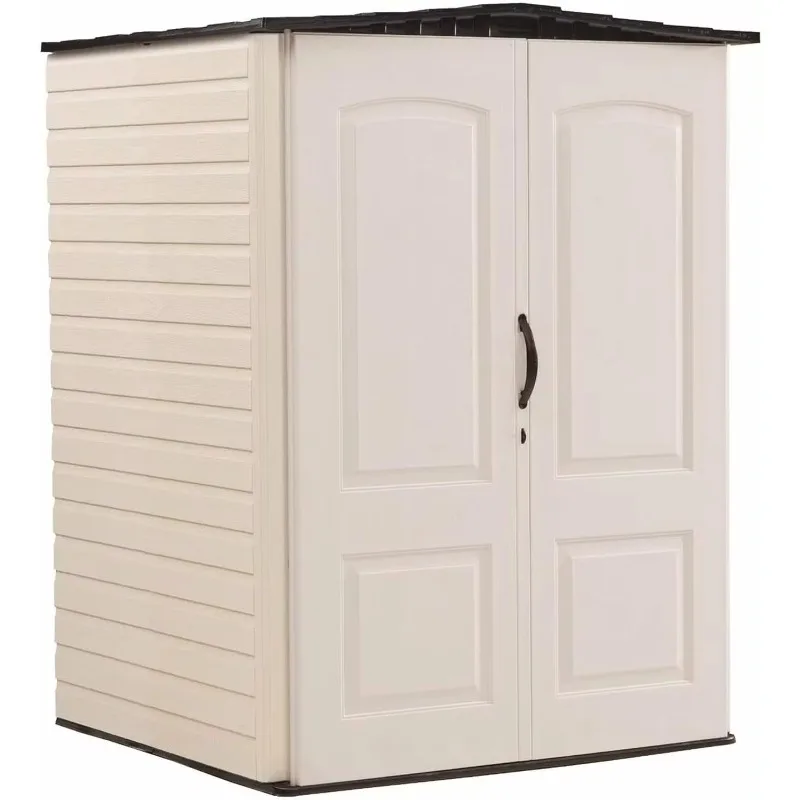 

Resin Weather Resistant Outdoor Storage Shed, 5 x 4 ft., Sandalwood/Onyx Roof, for Garden/Backyard/Home/Pool