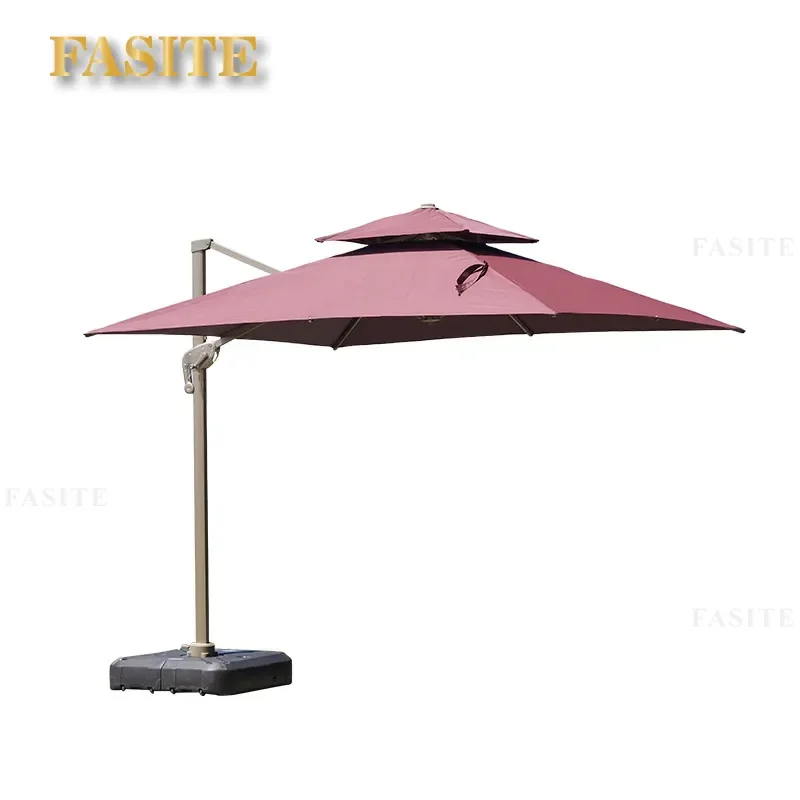 For Outdoor Patio Roman Umbrella with Ambient Light Waterproof Rain Parasol for Coffee Shop Night Market Stall Garden