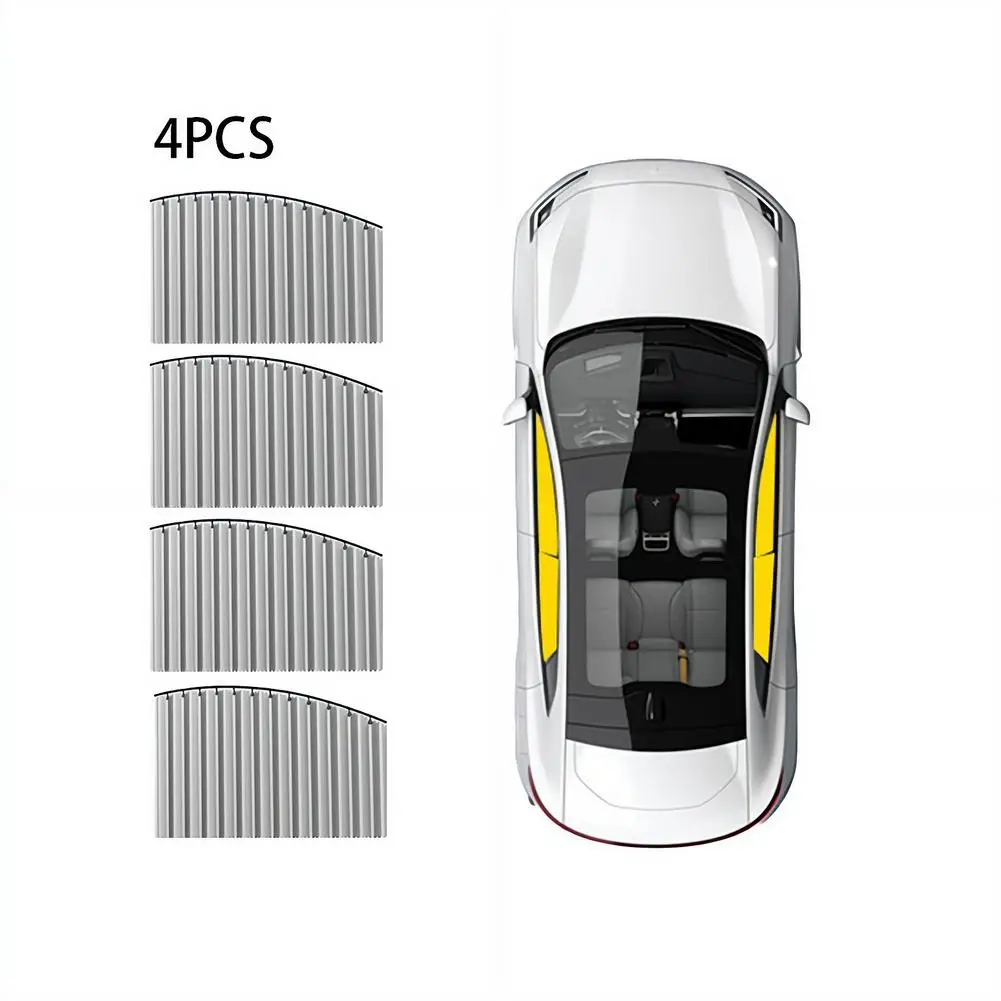 2/4 Stück Auto-Sonnenschutz Seitenfenster-Vorhang Faltbarer UV-Schutz Zubehör Schwarzer Reiner Stoff Auto-Accessoires – Detail 4