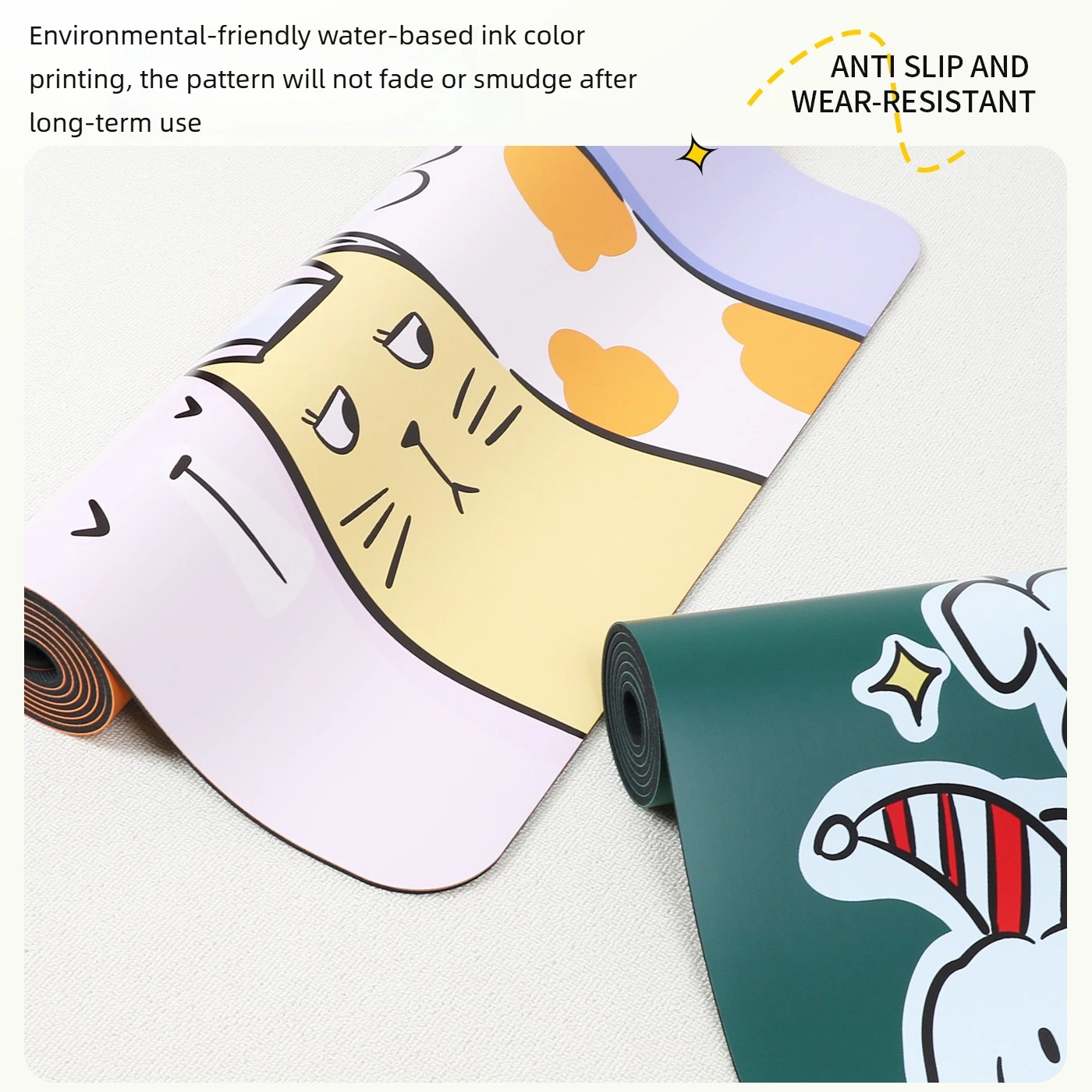 Lezyan Cartoon Creative Yoga Mat Thick PU Natural Rubber Sports Fitness Cute Gym Workout Gymnastics Exercise