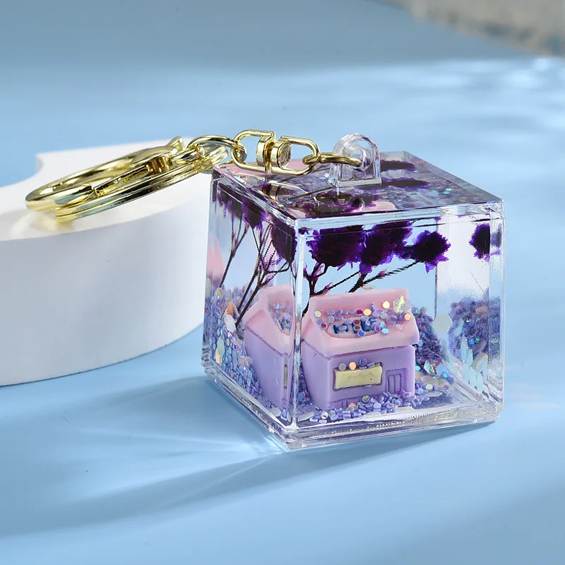 Capybara Quicksand Keychain with Oil Filled Transparent Animal Pendant and Colorful Glitter Stars for Girls Backpack Bag Car Key