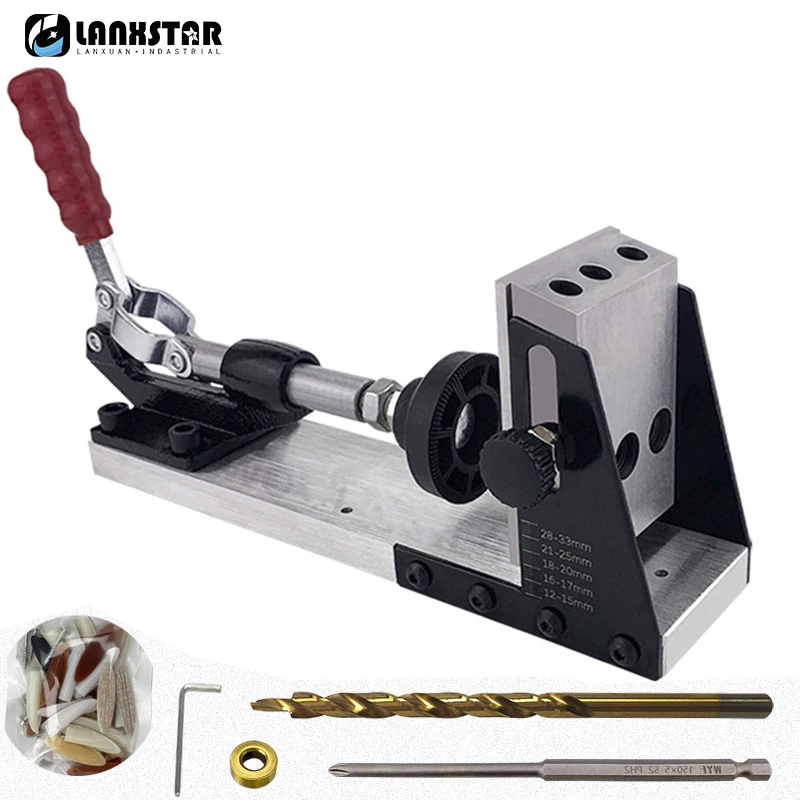 Pocket Hole Jig Kit Woodworking Oblique Hole Locator Hole Puncher DIY Carpentry Tools Hole Locator With 9mm Or 9.5mm Drill Bit