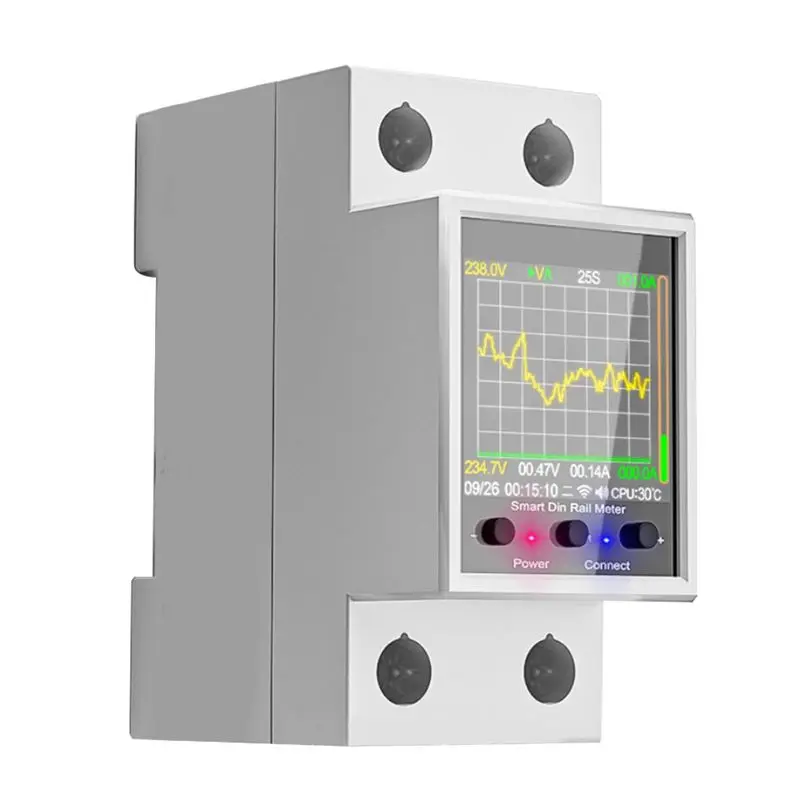 

Умный счетчик электроэнергии FULL-GR2P 100A Tuya Wifi на DIN-рейку с цифровым дисплеем, монитором кривой напряжения и амперметром