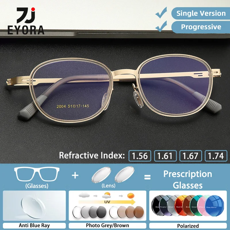 

EYORA Retro Skinny Face TR90-Metal Reading Glasses Myopia Eyewear Hyperopia Anti Blue Ray Progressive Photochromic Eyewear Lens