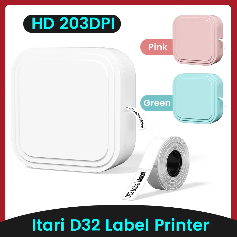 

D32 Bluetooth Label Maker Like D30, Portable Mini Thermal Printer with LCD Screen, Long Standby for Home Office Barcode Sticker