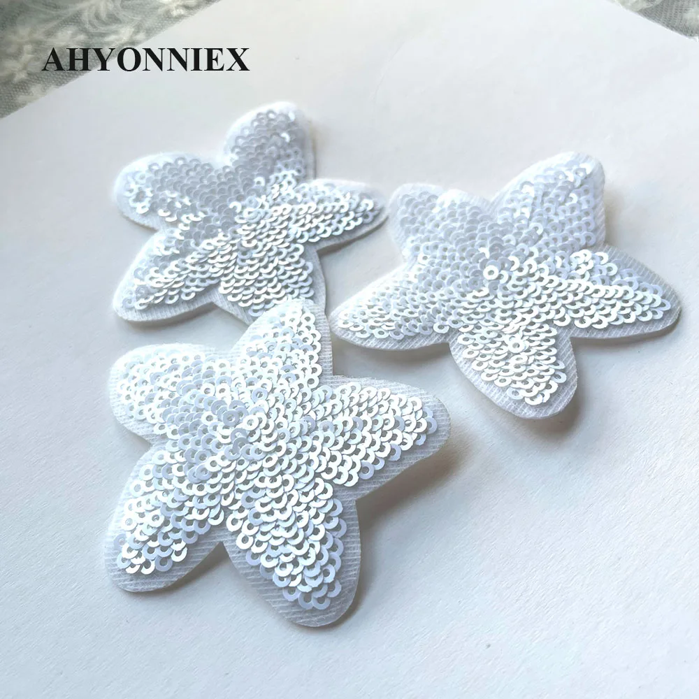 10 teile/los weiße Pailletten Blumen Patches für Kleidung Kleid Aufkleber Applikationen Eisen auf Parches – Detail 6