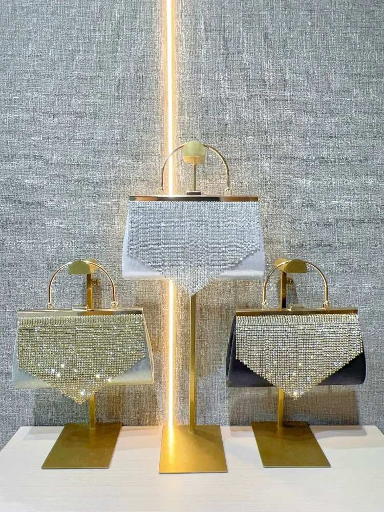 جديد حجر الراين شرابة مساء حقائب للنساء أنيقة تسلق الزفاف محفظة مخلب سلسلة حزام حقيبة كتف حفلة موسيقية حقيبة يد أساسية