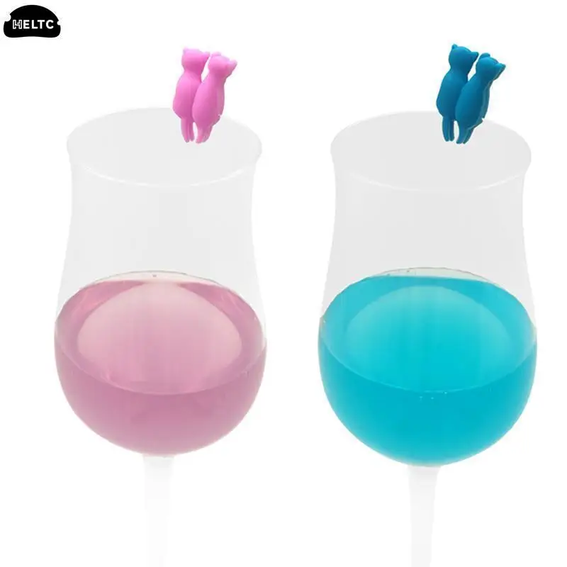 6/8/10/12pc Wine Glass Marker Mini Circle Silicone Wine Glass Marker Cup Identification Ring Recognizer Label Rubber Marker Tool