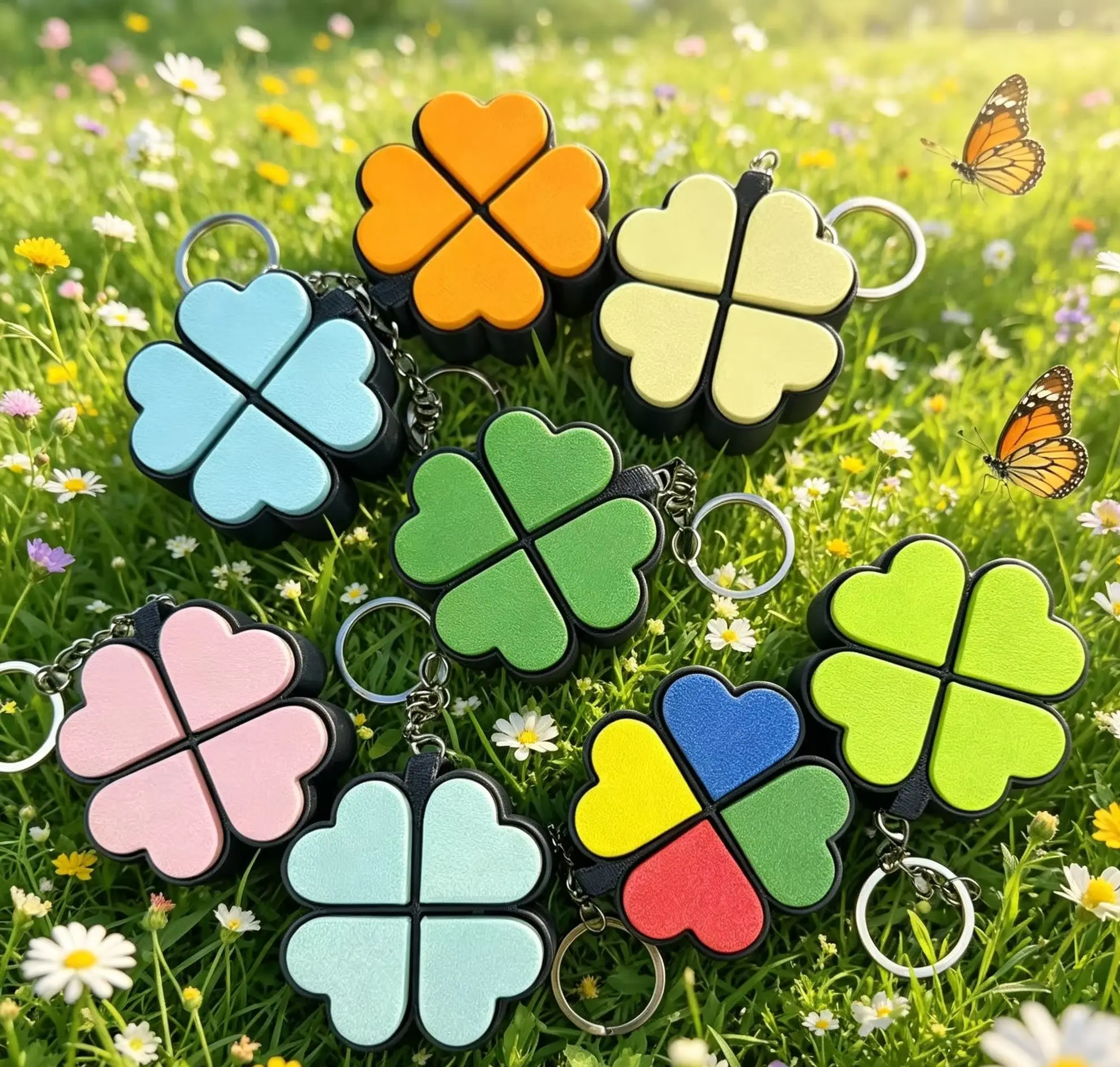Lucky 4 Leaf Clover Fidget Toy, 3D Printed Anti-Stress Clicker, Portable Desk Gadget for Anxiety & Boredom, Unique Gift for Men