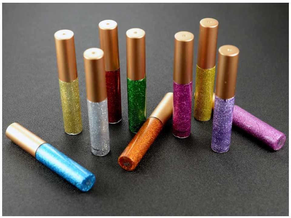 HANDAIYAN Glitzer-Flüssig-Eyeliner-Stift Funkelndes Hochglanz-Pigment Bühnen-Diamant-Lidschatten Langanhaltend Wasserfest Augen-Make-up – Detail 9