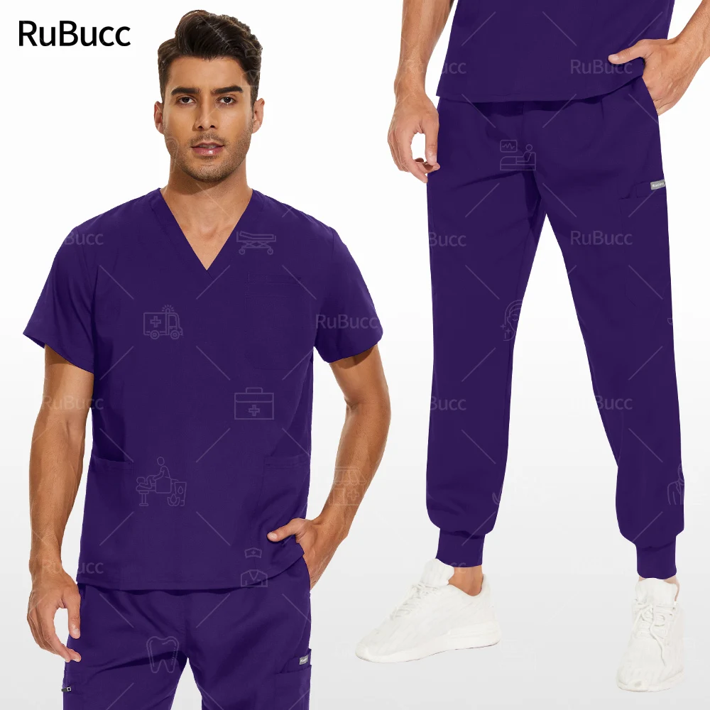 

V-neck Medical Uniforms Hospital Surgical Suits Pharmacist Nursing Clothes Pet Grooming Scrubs Uniforms Men Wholesale Prices New