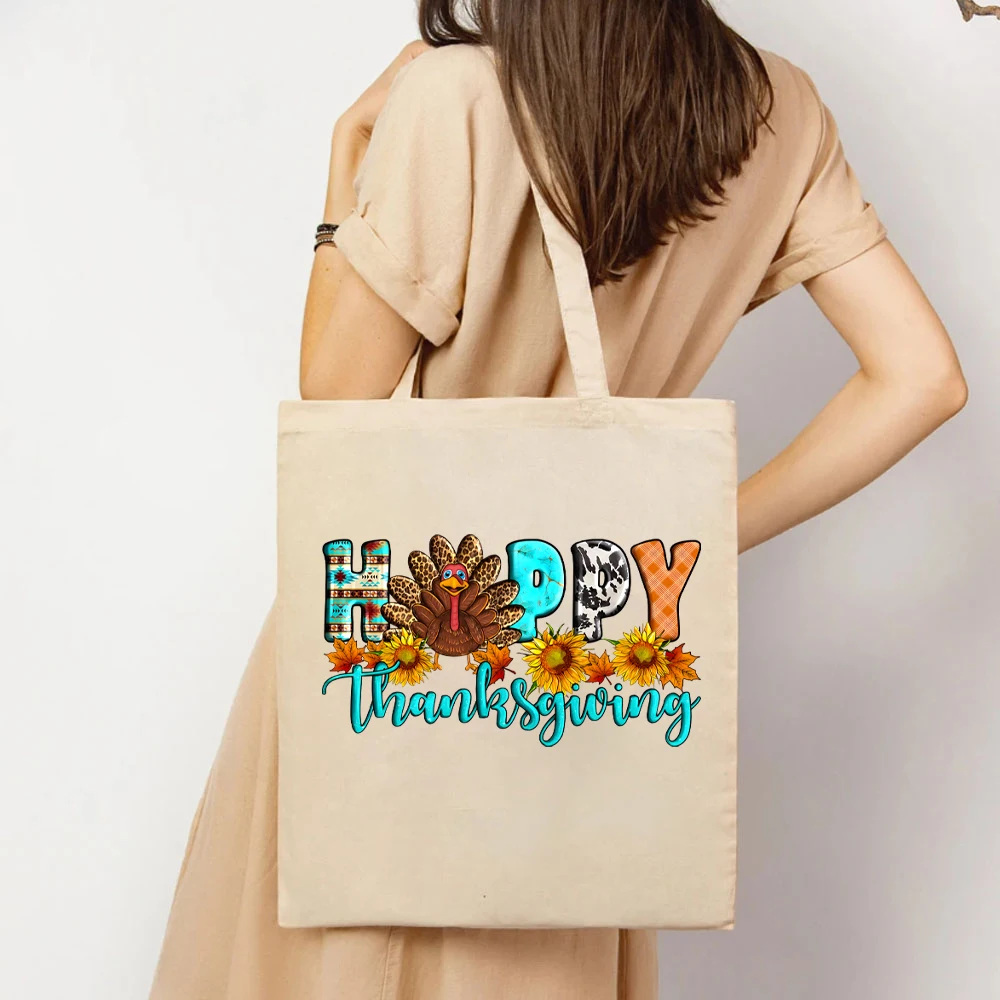 Happy Thanksgiving Women's Handbags Happy Thanksgiving Turkey Tote Bag's Pumpkin Season Women's Handbag's Thanksgiving Lady Bags image 2