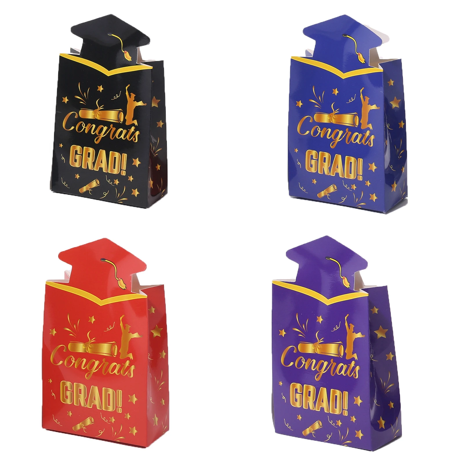 20/40Pcs Congrats Grad Graduation Hat Doctoral Cap Candy Gift Box Chocolate Celebration Paper Favor Packaging Box Party Supplies
