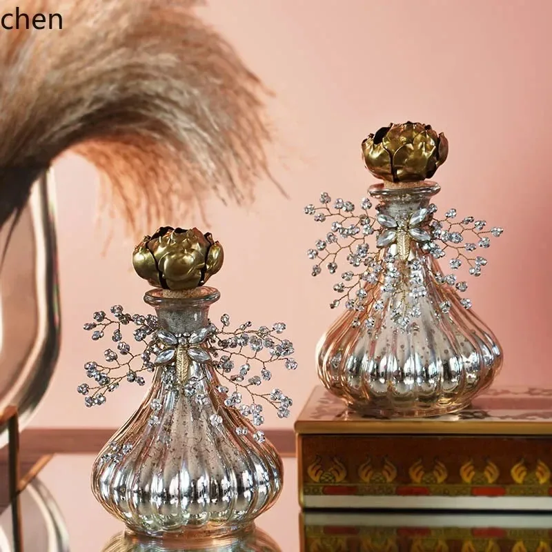 - Home Retro Vintage Glass Beaded Perfume Bottle Decorative Ornament