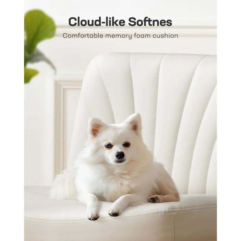 كرسي مكتب Marsail ذو أرجل متقاطعة: كرسي مكتب متقاطع من جلد البولي يوريثان، كرسي مكتب واسع بدون ذراع، ارتفاع دوار قابل للتعديل، كرسي الغرور Cha #4