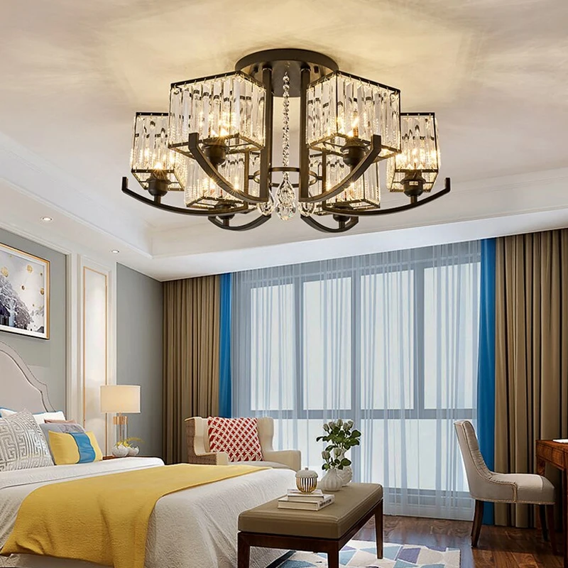 Retro Crystal Style Design Led Chandelier For Living Room Dining Room Kitchen Villa Ceiling Lamp