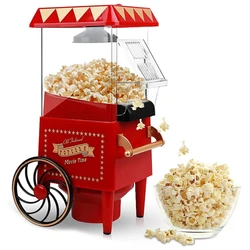 Popcorn Maker,Hot Air Popcorn Machine Vintage Tabletop Electric Popcorn Popper, Healthy And Quick Snack For Home EU Plug