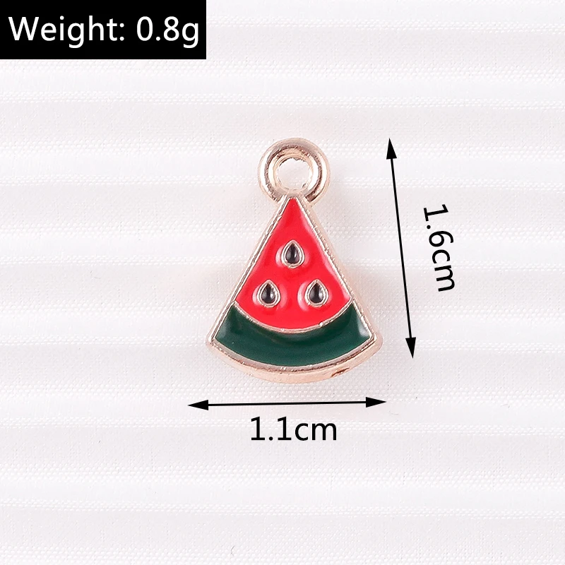10 Stück 11x16mm Niedliche Mini-Emaille-Frucht-Wassermelonen-Anhänger für Schmuckherstellung, Ohrringe, Halsketten, Armbänder, DIY-Bastelarbeiten, Geschenke – Detail 1