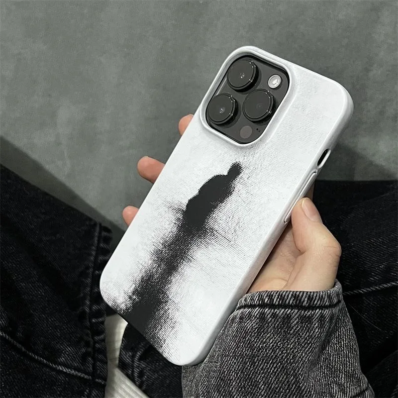 أحادية اللون الحد الأدنى مجردة الفن رجل في المياه صورة ظلية جراب هاتف آيفون 17 16 15 14 11 12 13 برو ماكس الهواء زائد غطاء #4