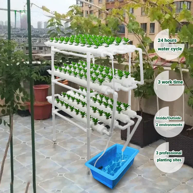 3 Layers 12 Food Grade PVC-U Tube Garden Hydroponic System with Nest Basket and Sponge