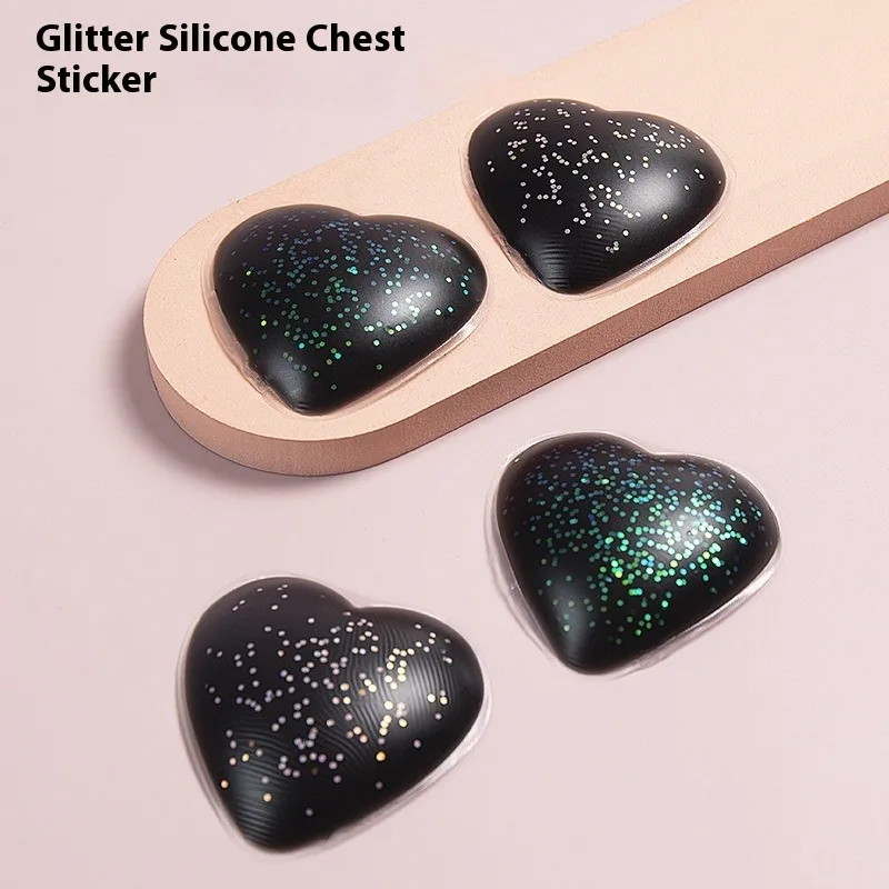 

Liquid Silicone Invisible Bra Stickers Valentine's Chest Adhesive Reusable Adhesive Heart Nipple Covers Waterproof Breast Pads
