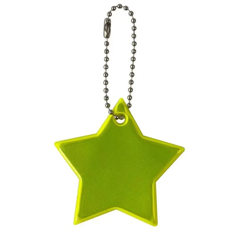 New Arrivals Star Shaped Colorful PVC Reflective Pendant Night High-gloss Safety Marker Bag Keychain Reflector Ornaments 55x55mm