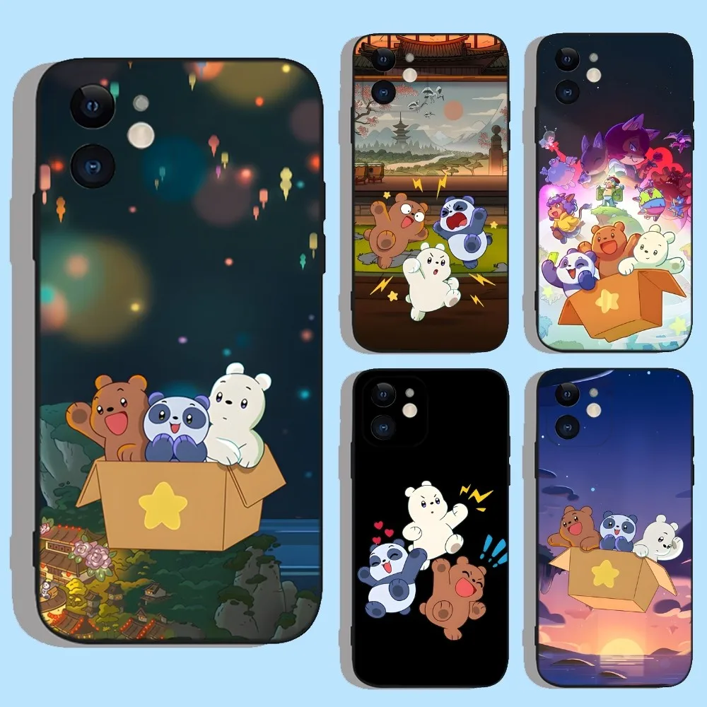 

We Cute Baby Bears Phone Case For iPhone 16,15,14,13,12,11,XS,XR,X,8,7,Pro,Max,Plus,mini Silicone Black Cover
