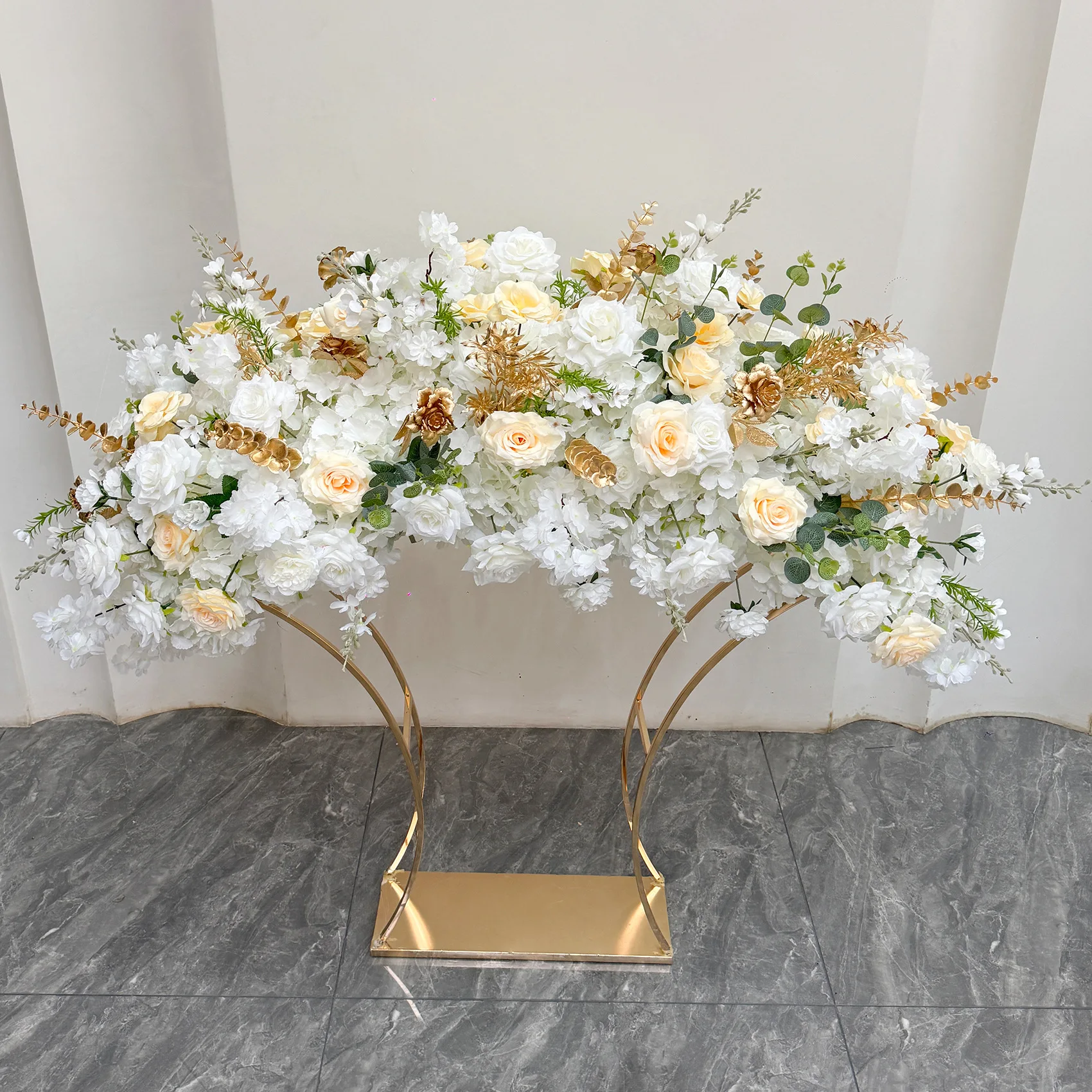 

Shelf table flower wedding table placement hanging flower row wedding golden window exhibition hall decoration