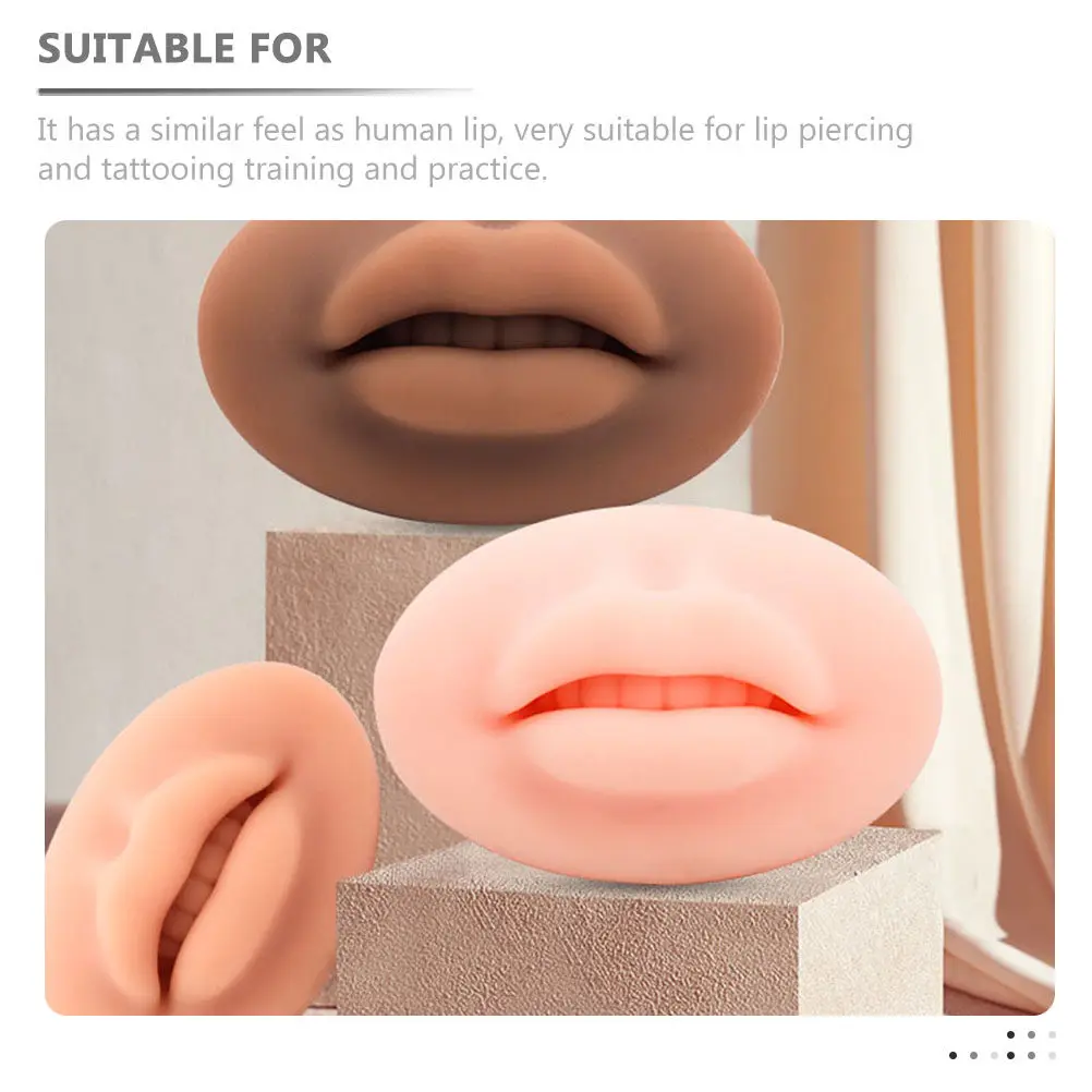 3Pcs 3D Silicone Fake Lip Skin Portable Tattoo Practice Professional Simulation Lip Mold Tattoo Accessory Tattoos Accessory