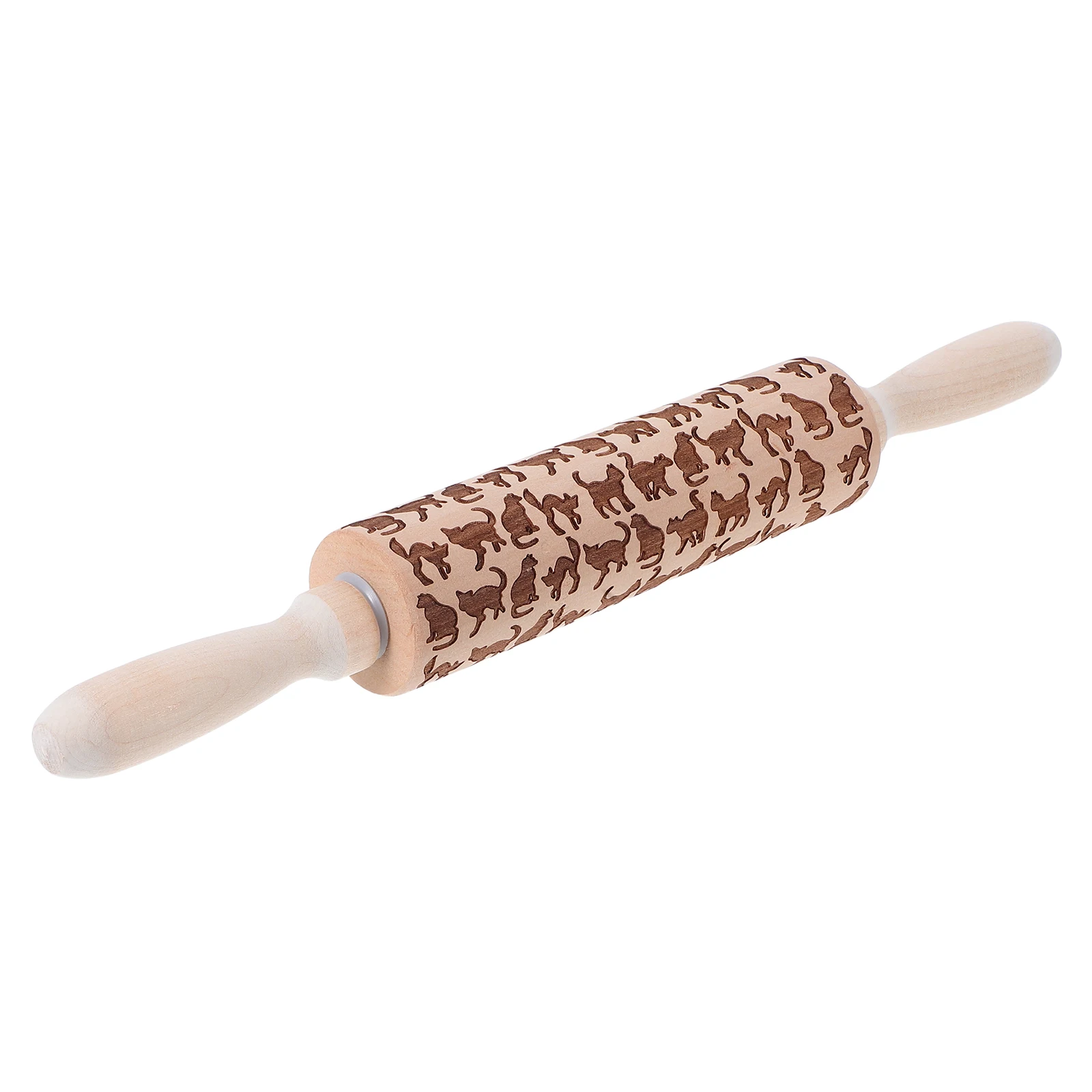 

Wood Rolling Bamboo Cats Roller Embossed Rolling Printing Printing Pins Cute Baking Kitchen DIY Home Use Sturdy