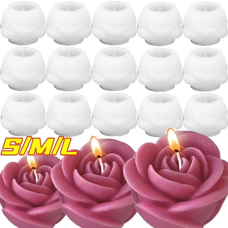 3D Flower Candle Molds Silicone Rose Flower Shaped Cake Decoration Mold DIY Valentine's Day Gifts Handmade Soap Making Supply