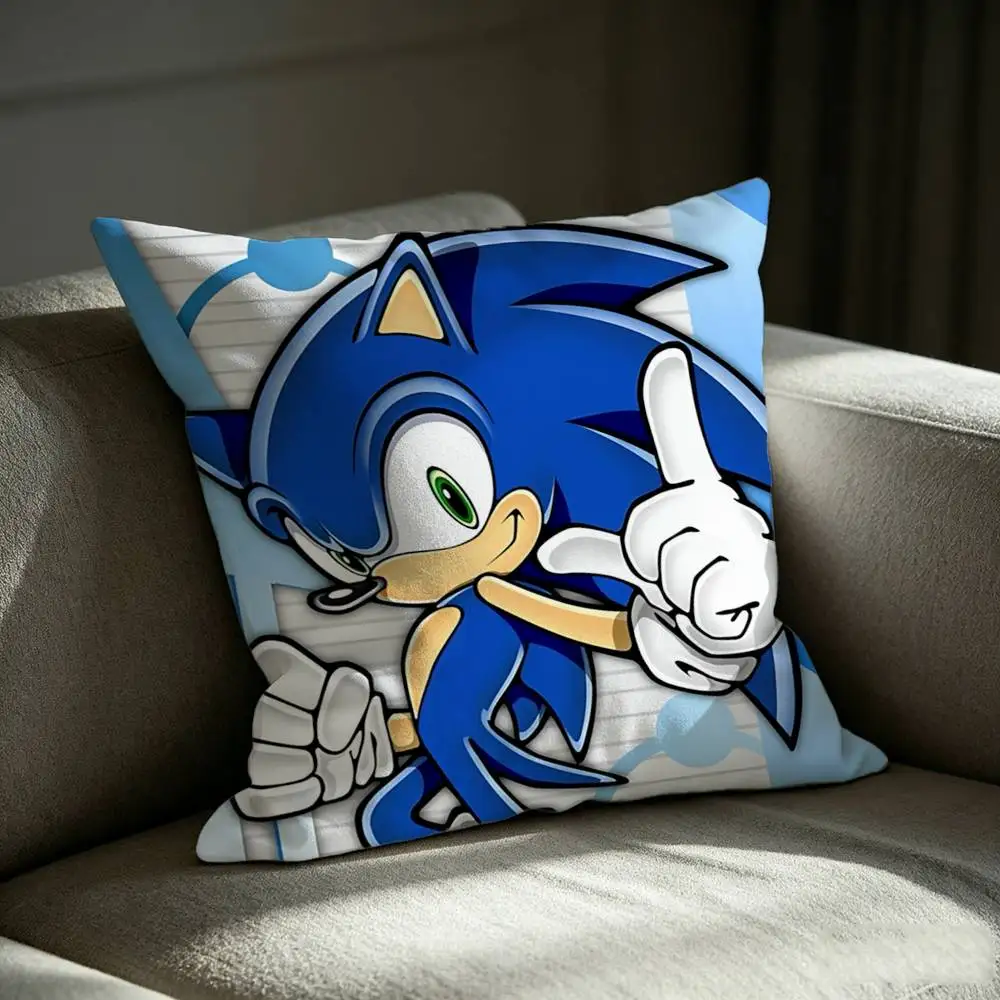 So-Sonic Game The H-Hedgehog  Square Sofa Pillow Cover Solid Color Living Room Home Decor Cushion Case - view 3