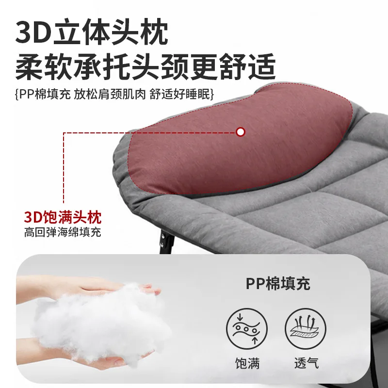 American 3D headrest siesta folding bed office single siesta recliner home portable hospital escort camp bed