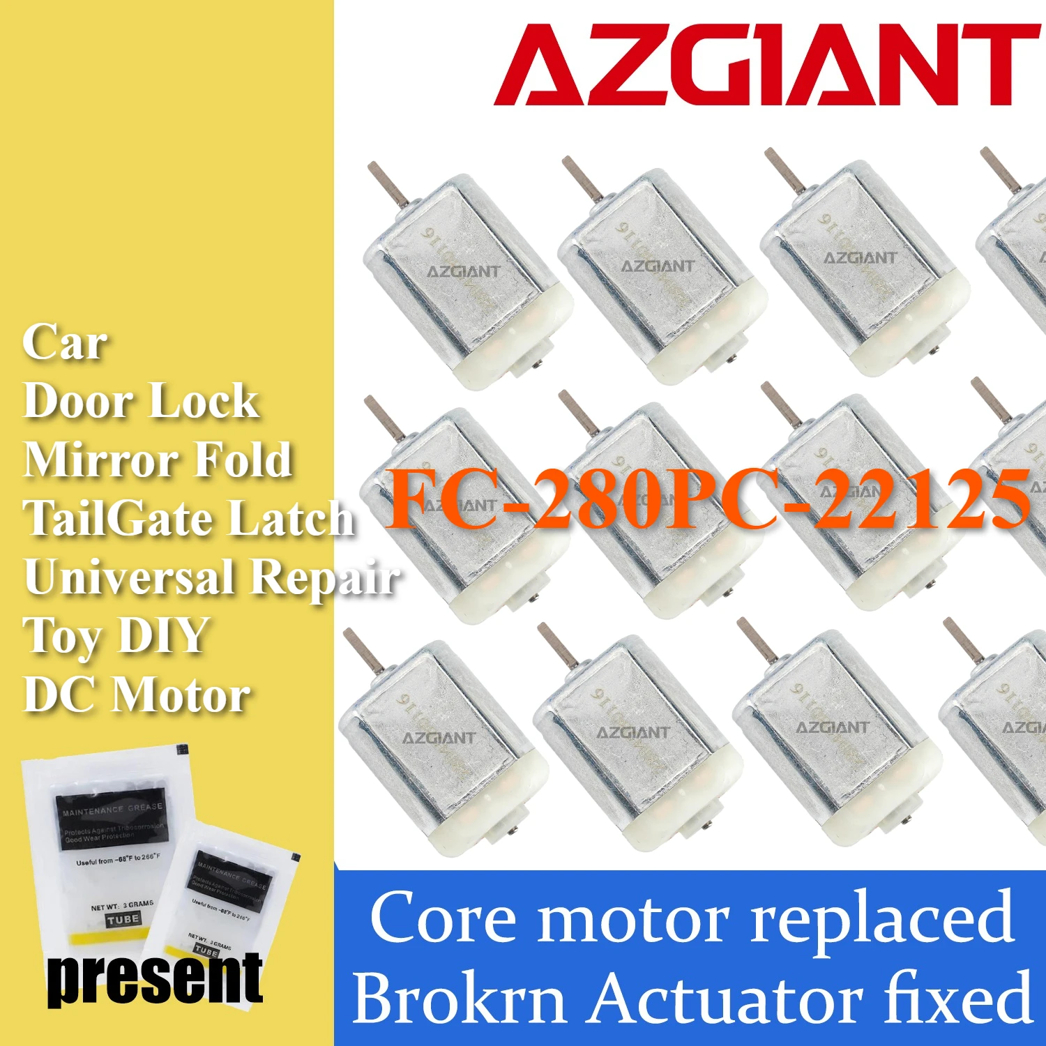 FC-280PC-22125 Плоский вал 18 мм D-образный вал Автомобильные детали Центральная дверь Защелка задней части Боковое зеркало Замок Складной замок Мотор 1-100 шт. DIY