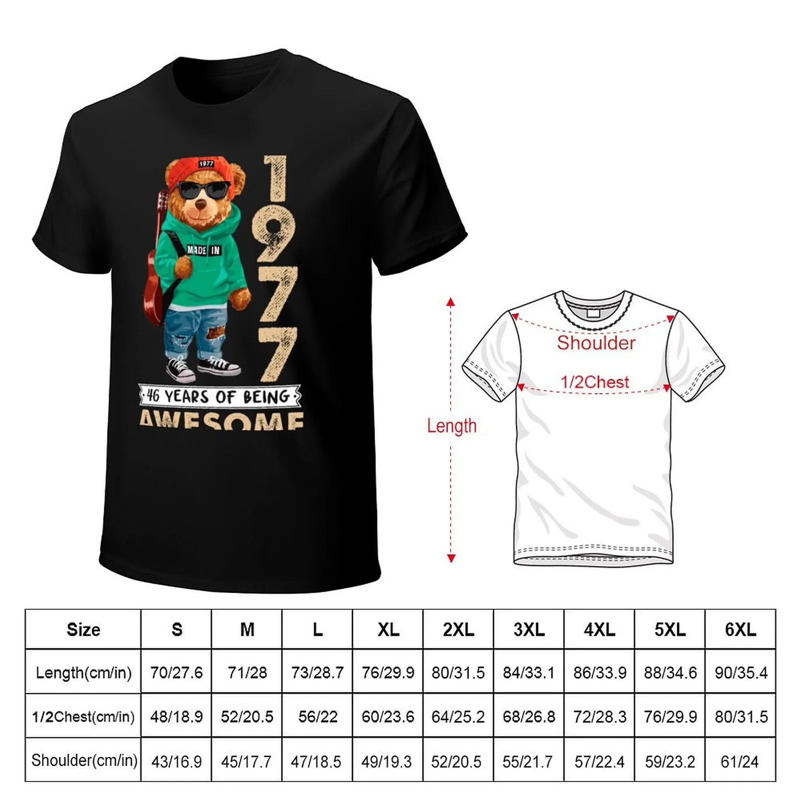Made in 1977 46 Years Of Being Awesome T-Shirt Quick Dry Light Sports T-Shirt