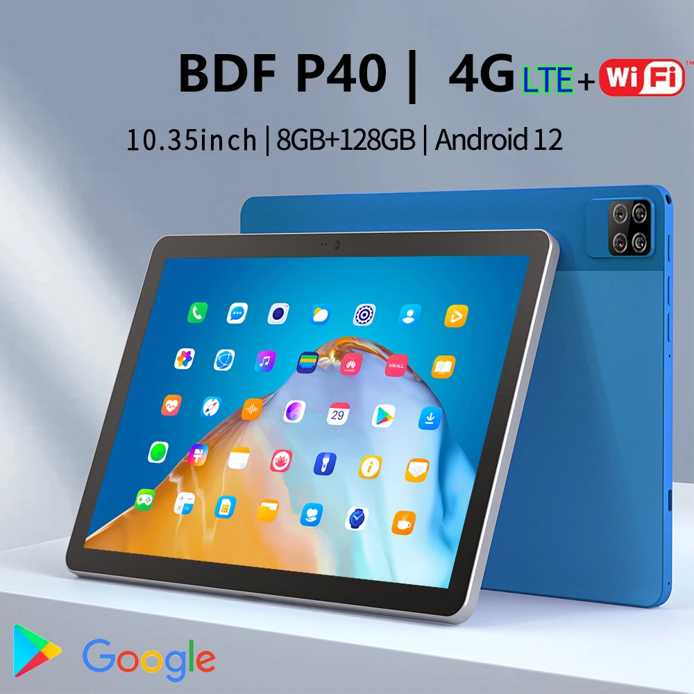 Firmware globale originale BDF P40 delicato Ai CPU 8GB + 128GB Octa Core Android 12 ,10.35 pollici HD LCD schermo Wifi Tablet Pad Tablet