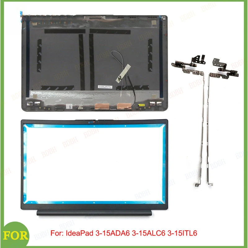 BDBH New LCD Back Cover +Front Bezel + Hinges For Lenovo IdeaPad 3-15ADA6 3-15ALC6 3-15ITL6 3-15ABA7 (Gray) 15.6