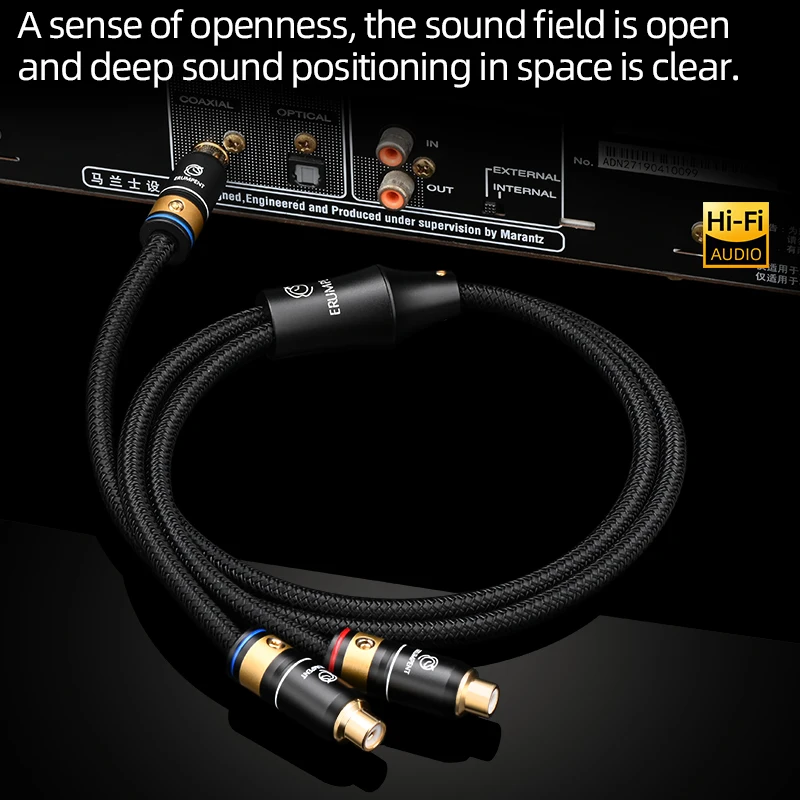 ERUMPENT Hi-end  HiFi RCA to 2 RCA Female Audio Cable 6N OCC with Double Shielding Splitter 2RCA Female Cable for CD Amplifier