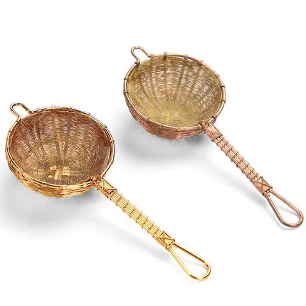 Pure Copper Tea Funnel Filter, Hand-woven Tea Funnel, Mesh Tea Set Accessories, Creative Ceremony Gold Mesh Tea Strainer