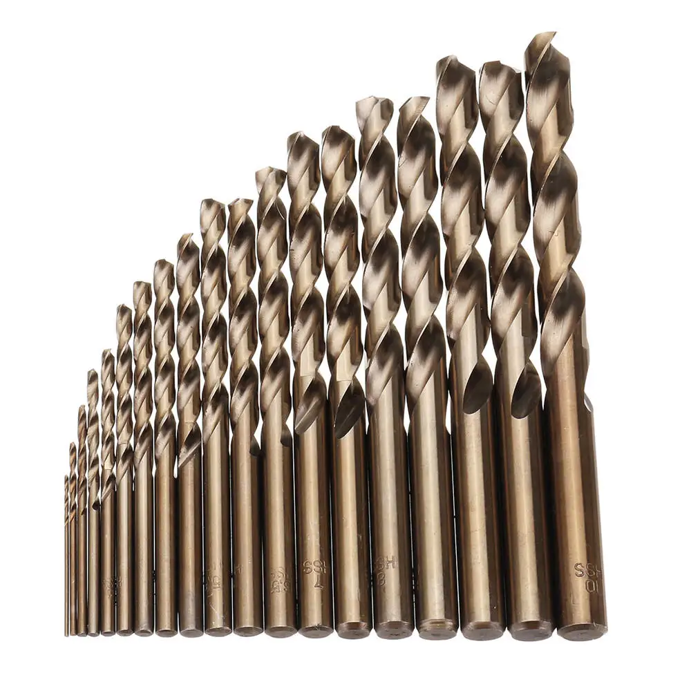 

19pcs 1-10mm HSS M35 Cobalt Twist Drill Bit Set for Metal Wood Drilling