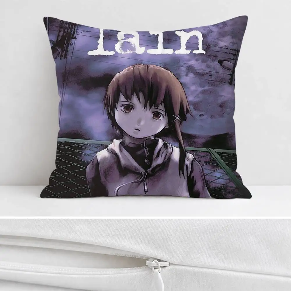 Serial Experiments Lain  Double-sided Printed Square Decorative Cushion Cover for Sofa Living Room Home Decor